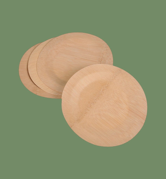 Lot de 4 assiettes en bambou biodégradable 18 cm — Desserts, goûters et collations