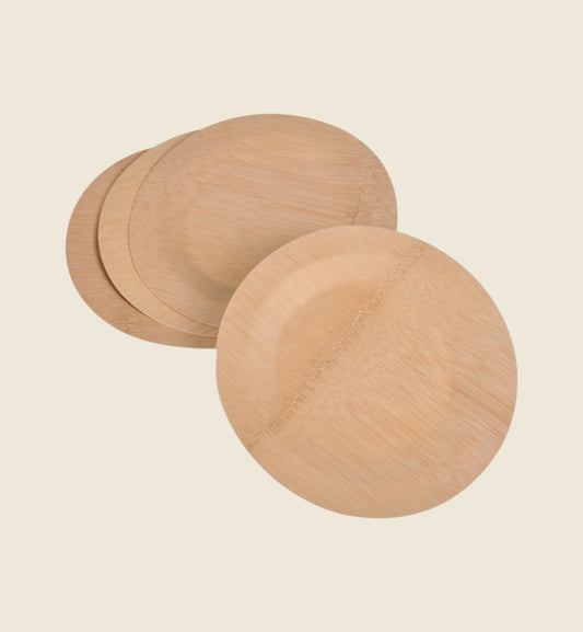 Lot de 4 assiettes en bambou biodégradable 18 cm — Desserts, goûters et collations