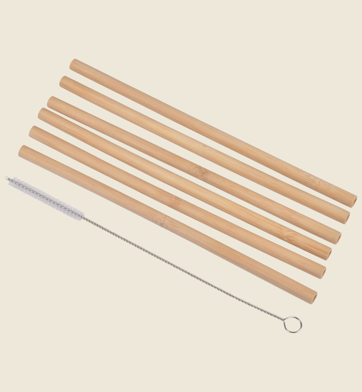 Lot de 6 pailles réutilisables en bambou naturel 20 cm — Brosse de nettoyage incluse