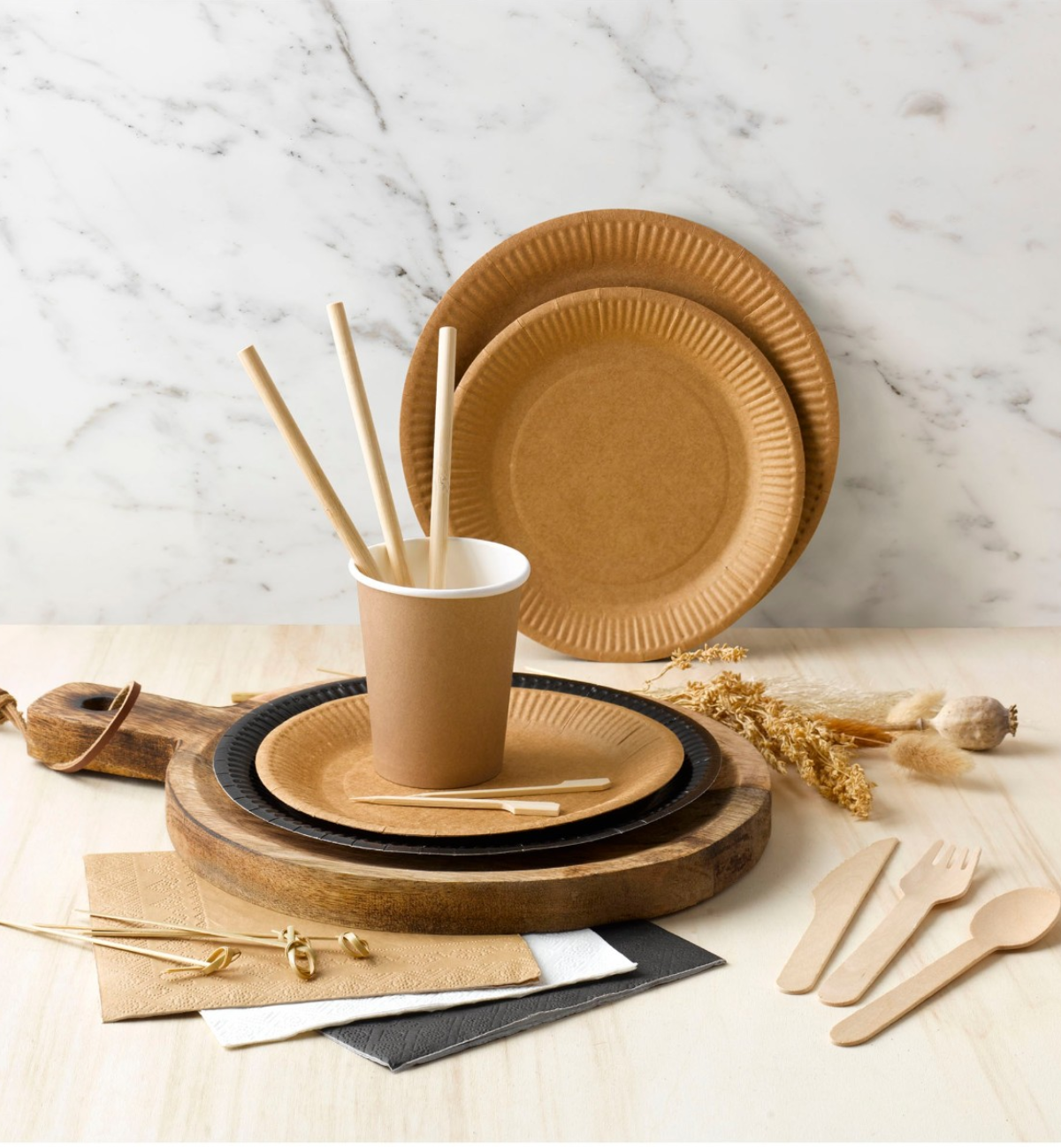 Lot de 6 pailles réutilisables en bambou naturel 20 cm — Brosse de nettoyage incluse