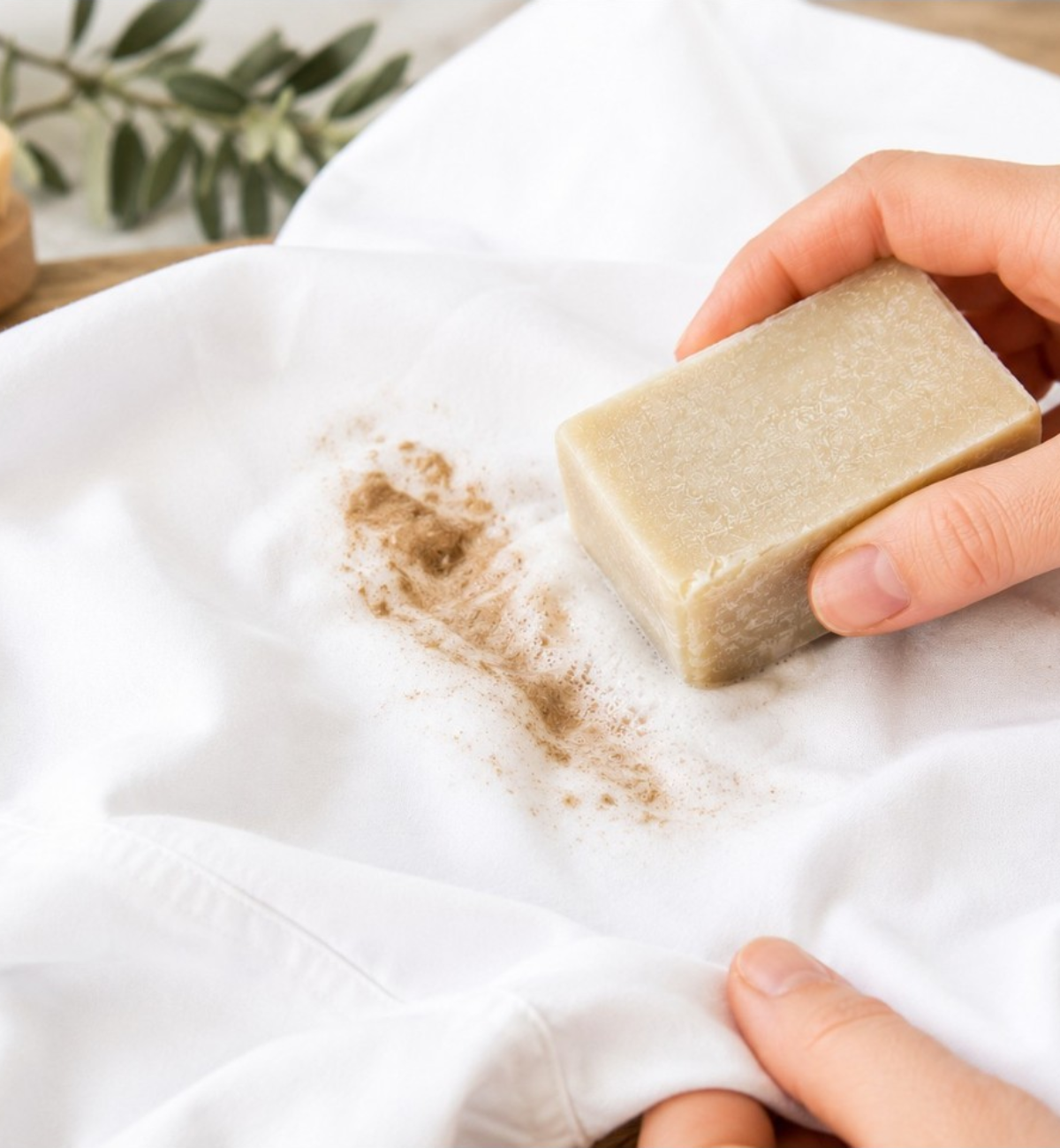Savon détachant solide 250 g au savon de Marseille, huile d'olive et bicarbonate de soude — Certifié ECOCERT